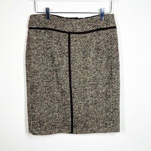 ‘S MaxMara Womens Size 8 Tweed Herringbone Brown Knee Length Virgin Wool Skirt